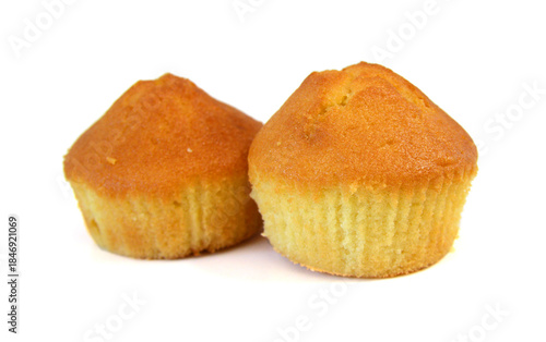 Tasty muffin cakes, isolated on white