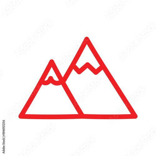 Minimalist Mountain Range Icon for Winter Travel and Outdoor Adventure