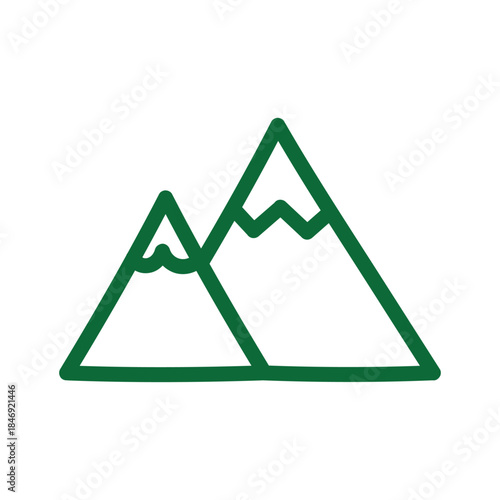 Minimalist Mountain Range Icon for Winter Travel and Outdoor Adventure
