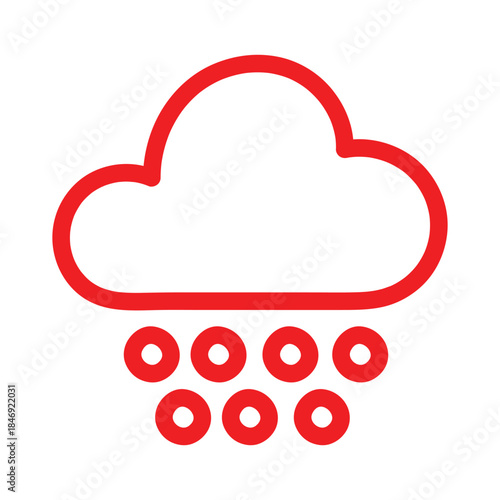 Red Cloud and Snow/Rainfall Icon, Winter Weather Forecast Symbol