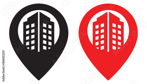 Real Estate Location Outline Icon Pack: Modern Home, Apartment, Blueprint and Key Vector Icons Set. Thin Line
 Style Signs for House Buying, Property, and Building Architecture.