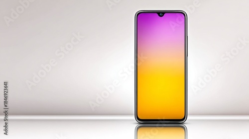 Sleek mobile device displays vibrant gradient screen