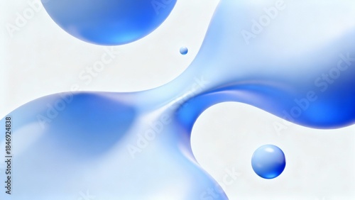 Dynamic Blue Liquid Abstract Background with Flowing Shapes and Spheres
