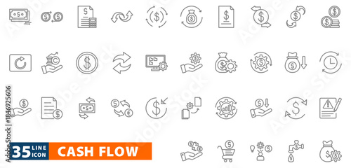cash flow outline icon set