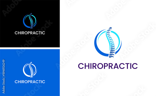Chiropractic spine logo vector with modern medical symbol representing healthcare therapy spinal care wellness rehabilitation and professional clinic brand identity design
