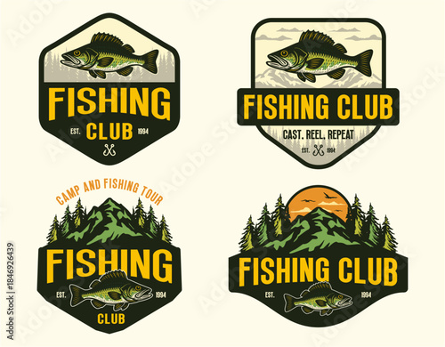 RETRO VINTAGE FISHING OUTDOOR ADVENTURE LOGO BADGE PATCH FOR HAT, T-SHIRT, STICKER