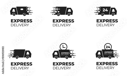 Express Delivery Truck Icons and Logos Collection