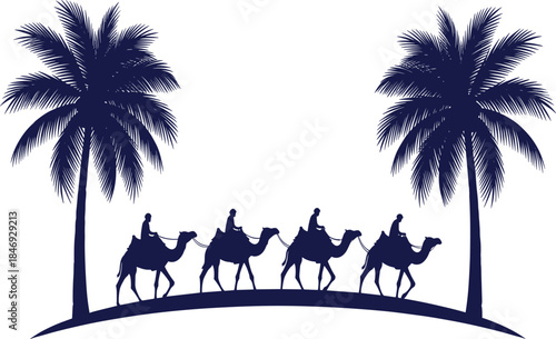Three Kings Epiphany camel palm tree silhouette
