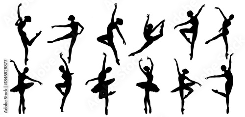 Set of ballet dancers silhouette illustration vector