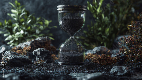 An hourglass showing time running out