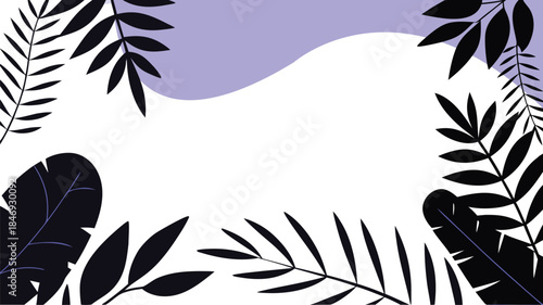 Abstract Botanical Frame with Tropical Leaves Design