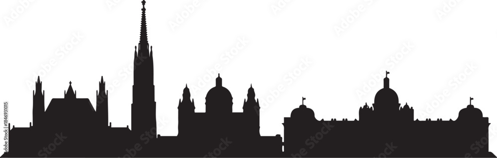 Fototapeta premium Vienna skyline Austria city silhouette. design Vector black silhouette