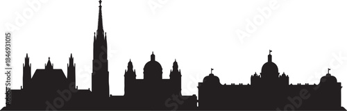 Vienna skyline Austria city silhouette. design Vector black silhouette