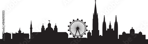 Vienna skyline Austria city silhouette. design Vector black silhouette