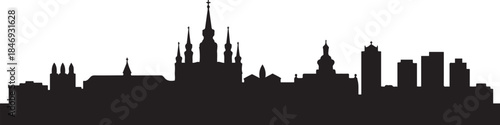 Timisoara Romania Skyline. design Vector black silhouette