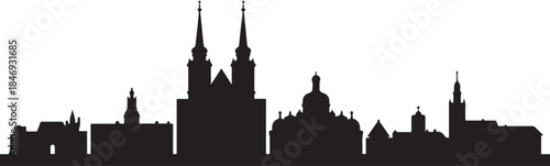 Timisoara Romania Skyline. design Vector black silhouette