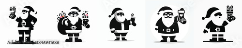 vector silhouette of santa claus standing carrying christmas stocking