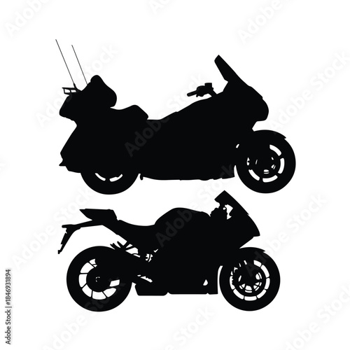 Goldwing And Super Bike Silhouette,Motorcycle Silhouettes,Vector Sport Bikes,Touring Motorcycle Shapes,motorcycle vector