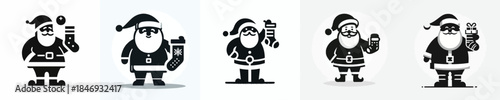vector silhouette of santa claus standing carrying christmas stocking