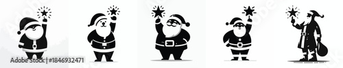 vector silhouette of santa claus standing holding a star