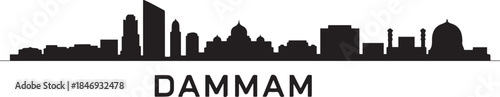 Dammam Skyline with Saudi Arabia. design Vector black silhouette