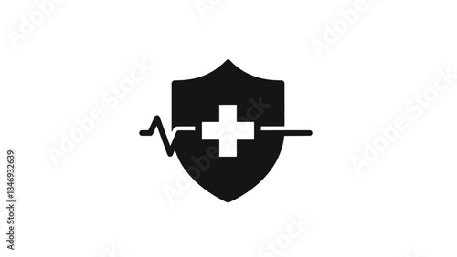 Healthcare shield with heart beat line a symbol of medical protection