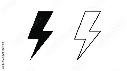 Two stylized lightning bolt illustrations one filled and one outlined