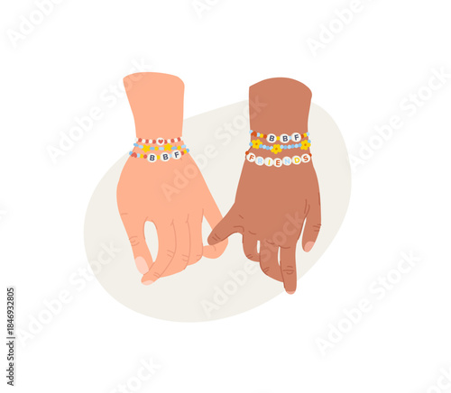 Interracial Friendship: A touching illustration portrays two hands, one with fair skin and the other with darker skin, holding pinky fingers in a gesture of unity and friendship.