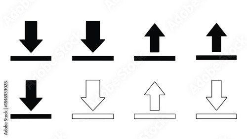 Black and white arrow symbols depicting download and upload operations
