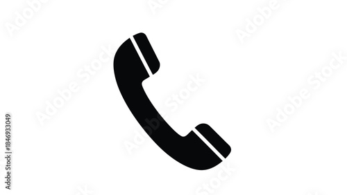 Simple black silhouette of a telephone handset on a white background
