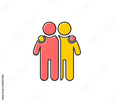 Unity in Embrace: A simple yet profound depiction of companionship and support, as two figures stand shoulder-to-shoulder, an illustration that speaks volumes about connection and togetherness.