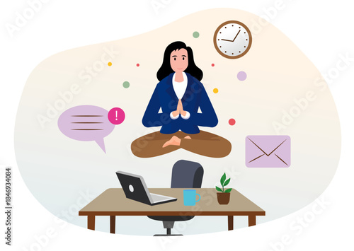 mindfulness stress relief at work illustration meditation balance