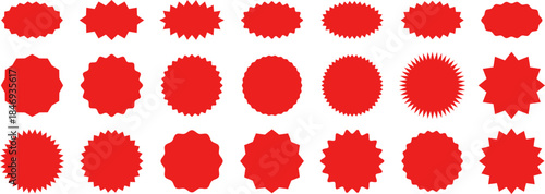 NEW Sticker Set Zigzag Discount Price Drop Special Price Campaign Fair Decoration Adornment Seal Stamp. Set of new arrival shop product tag icon. New labels or sale badges and banners vector sticker