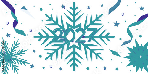 New year 2027 snowflake winter celebration background