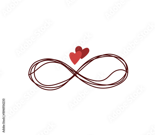 Endless Love: An artistic rendering of eternal love, symbolized by an infinity sign intertwined with two hearts, evokes the depth and boundlessness of affection.