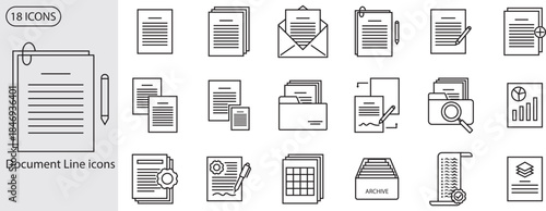 18 Document line icon. document icons. vektor