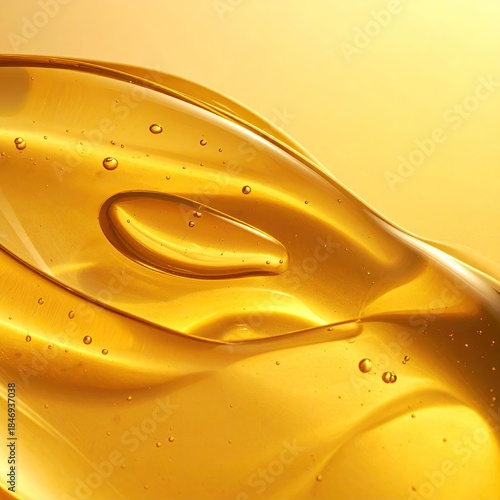 Close-up of smooth, golden liquid with highlights and subtle bubbles
