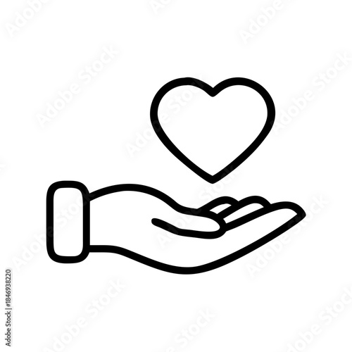 Hand Holding Heart Icon - Love, Care, Support, and Health Vector Symbol