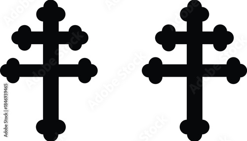 Caravaca Cross Silhouette Vector | Black Religious Symbol Illustration on White Background
