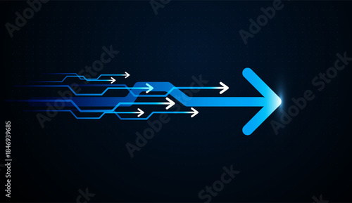 A digital finance Arrows growth and real-time transactions Arrows, Abstract arrow flow technology direction on black design modern futuristic background vector
