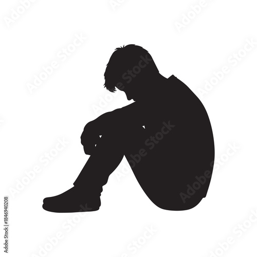 Sad Teenager Sitting Down silhouette