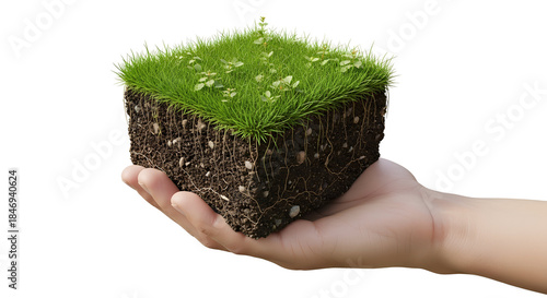 hand holding green grass 