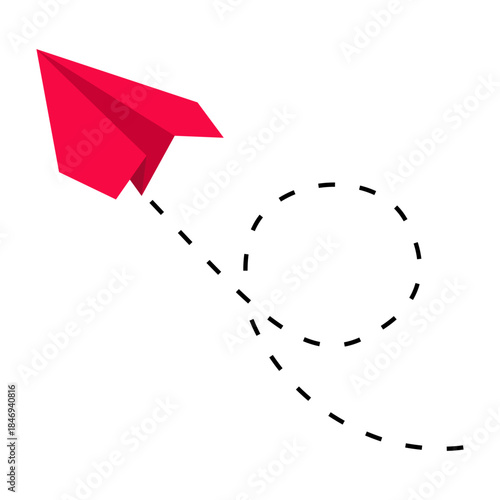 Red paper plane abstract vector background isolated background.