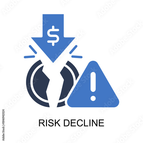 Risk Decline icon solid vector illustration