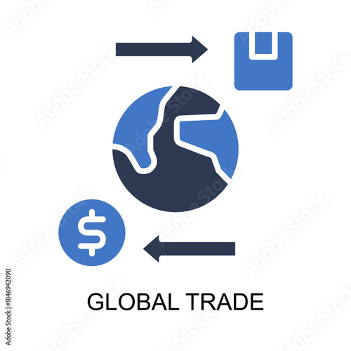 Global Trade icon solid vector illustration