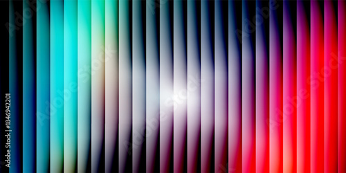 Abstract ribbed fractal glass texture effect with bright smooth fluted vertical lines of colorful gradient. Bold and dynamic design blending bright colors and geometry for modern visual art project