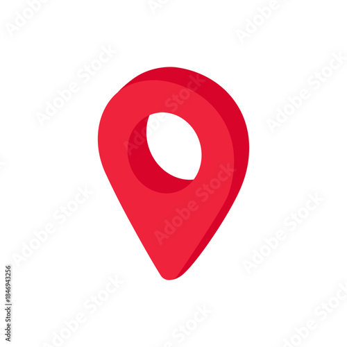 3D red map pin pointer icon. GPS location marker. Navigation destination symbol. Travel geolocation tag.