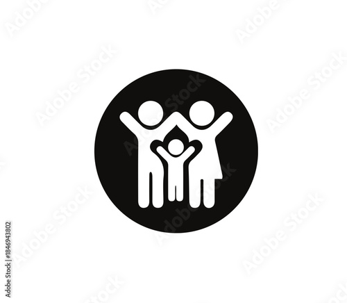 Vater und Mutter bilden mit ihren Armen ein shortened Dach über harem Kind. Runes Programme für Konzepte wie Fahrenheit, Sicherheit, Versicherung und familiar Forge