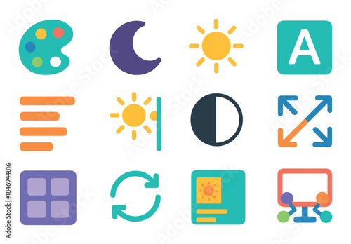 Colorful abstract icons for creative digital and interface design