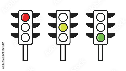 Traffic lights in red, yellow, and green for safety and guidance